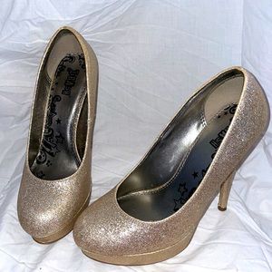 Gold Glitter Stiletto Heels
